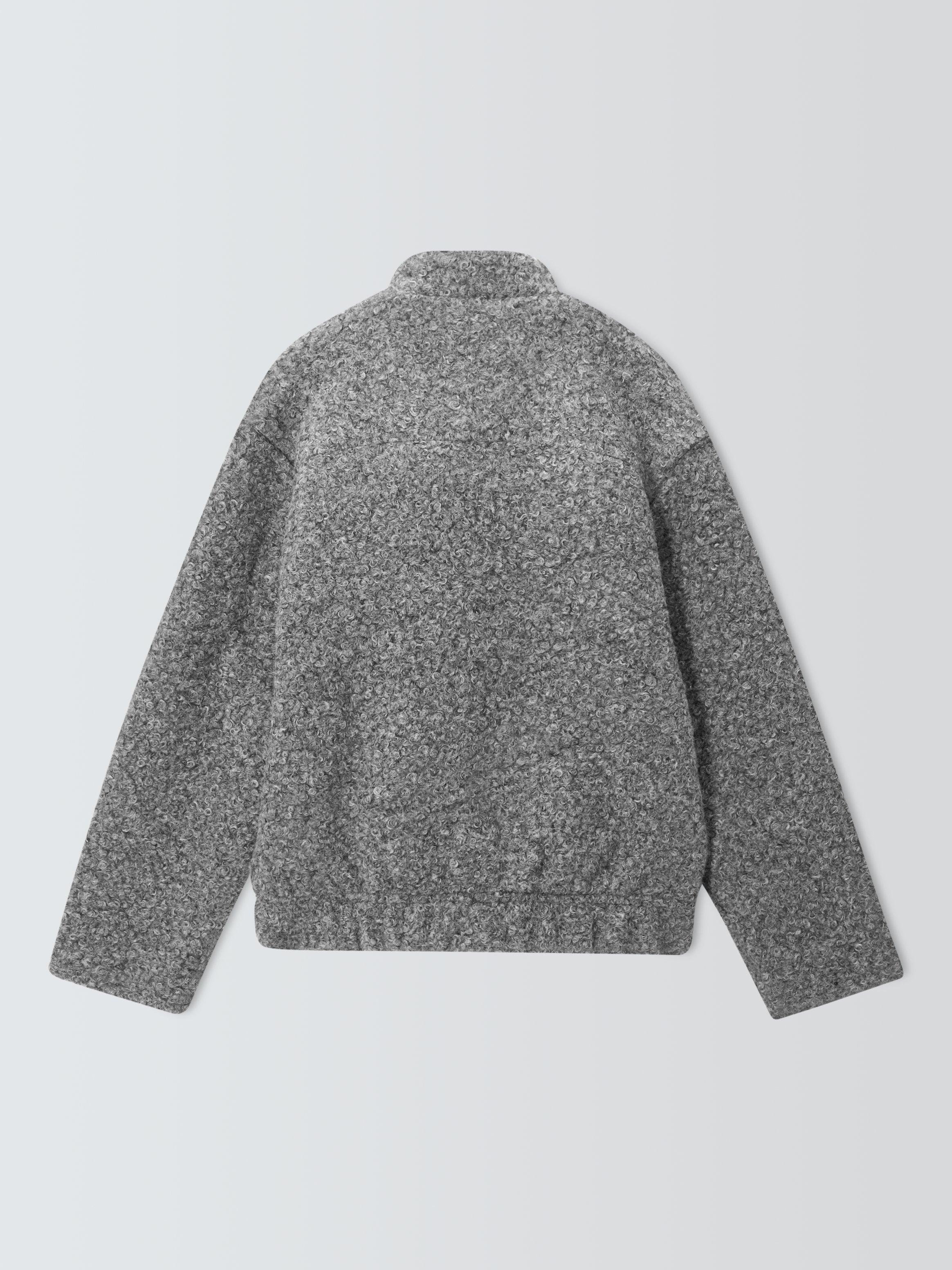 Product image 7 of 7, which shows John Lewis Boucle Bomber Jacket, Dark Grey, 8 years