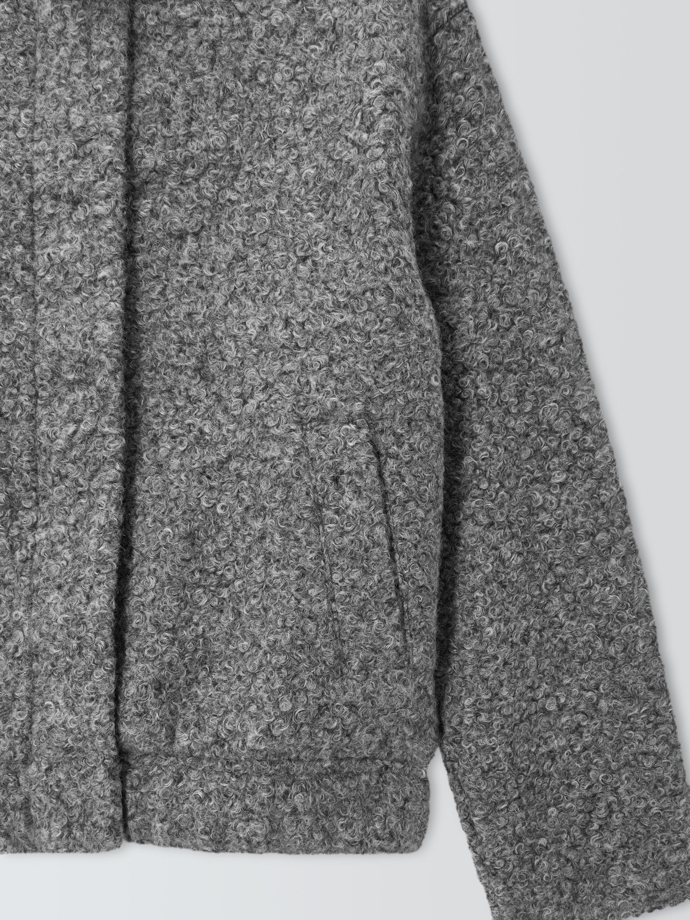 Product image 5 of 7, which shows John Lewis Boucle Bomber Jacket, Dark Grey, 8 years