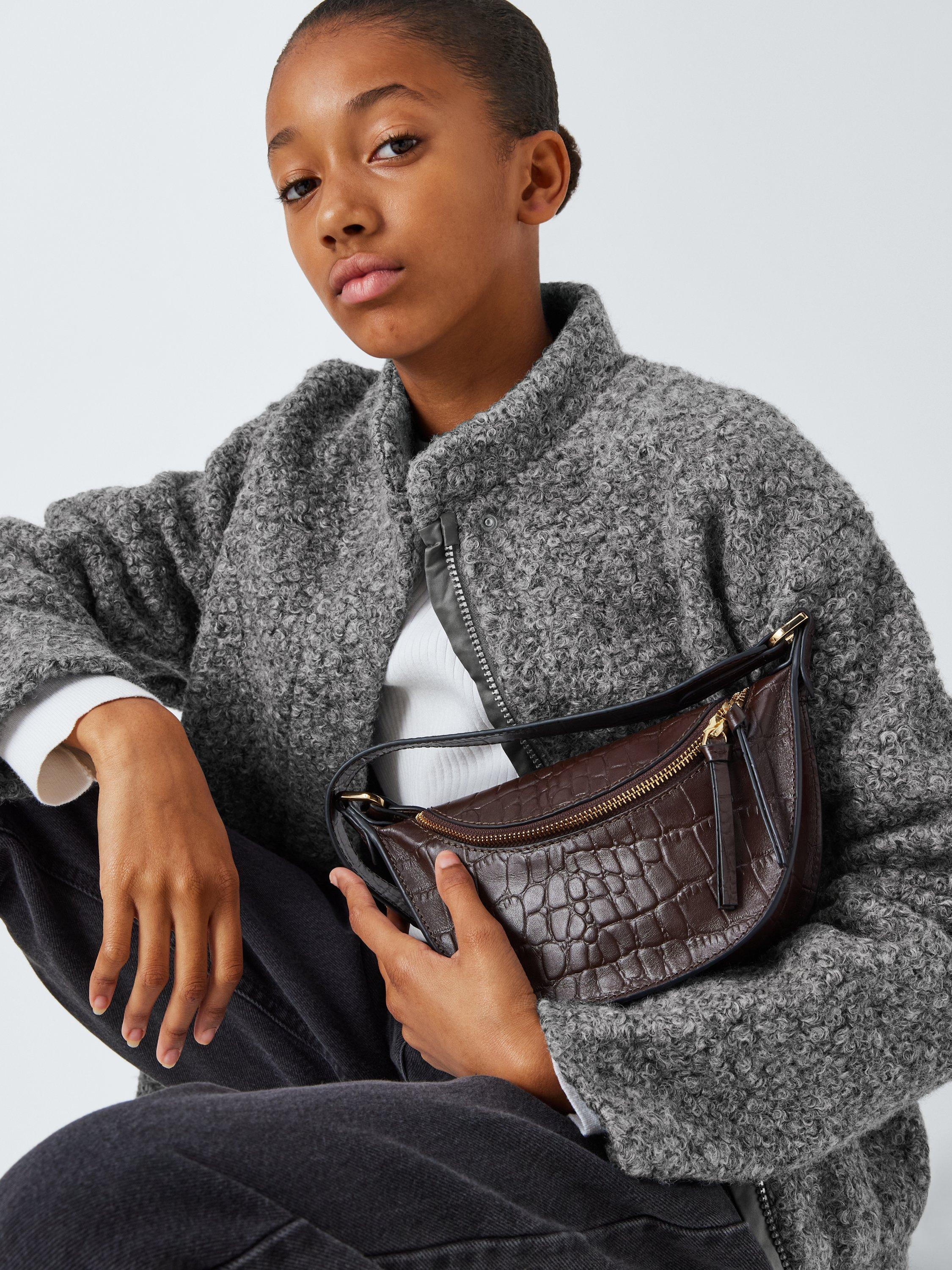 Product image 6 of 7, which shows John Lewis Boucle Bomber Jacket, Dark Grey, 8 years