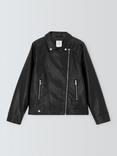 John Lewis Kids' Faux Leather Biker Jacket, Black