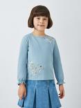 John Lewis Kids' Flowers Embellishment Top, Blue