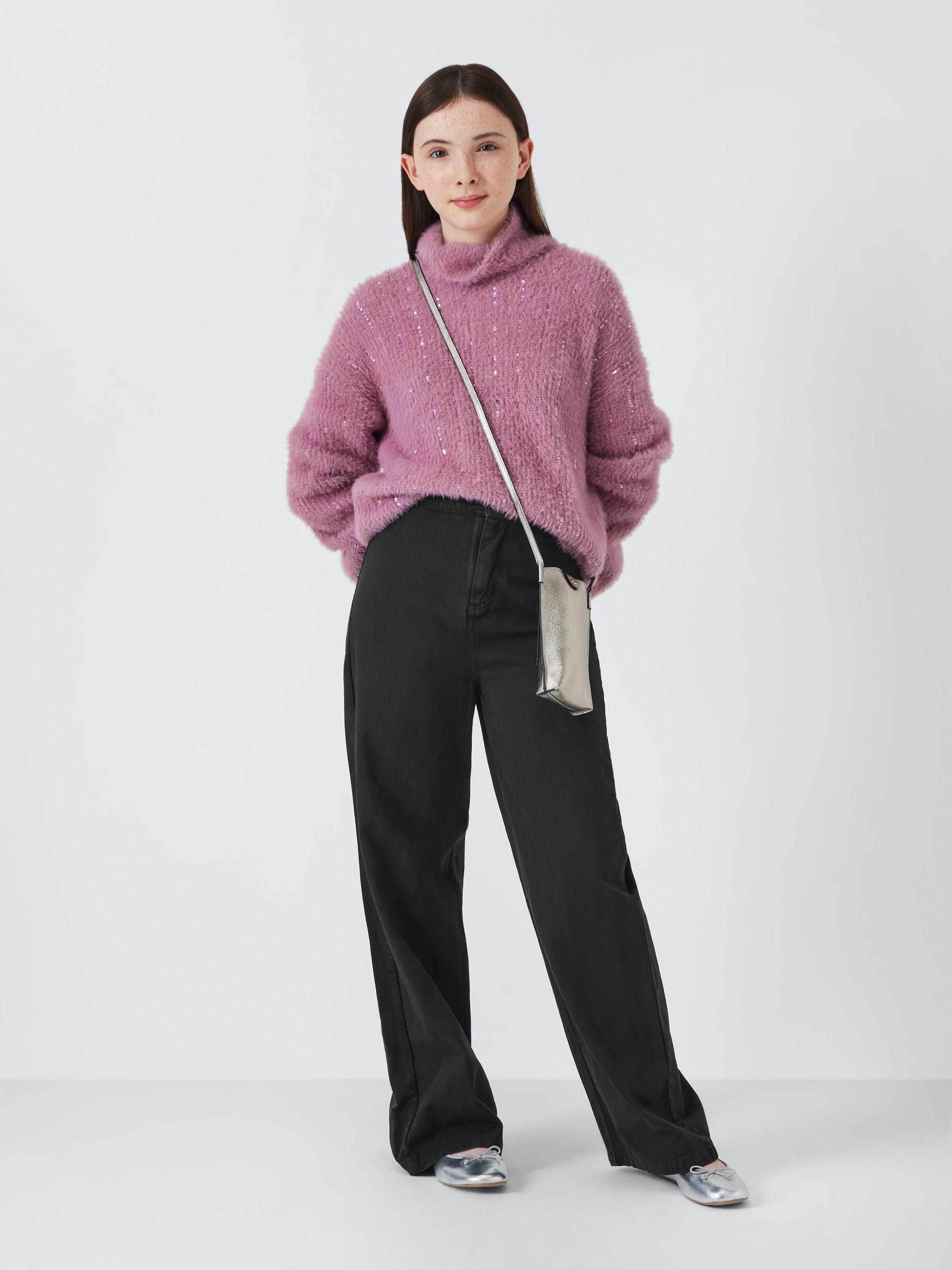 Product image 2 of 8, which shows John Lewis Kids' Wide Leg Trousers, Charcoal, 12 years