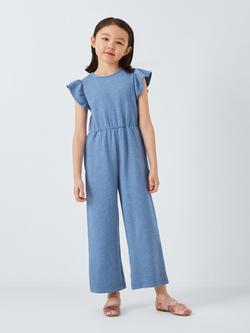 John Lewis ANYDAY Kids' Glitter Jersey Jumpsuit, Blue, Blue
