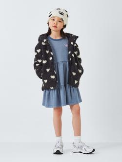 John Lewis ANYDAY Kids' Glitter Star Tiered Dress, Blue - view 2, Blue