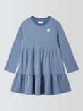 John Lewis ANYDAY Kids' Glitter Star Tiered Dress, Blue