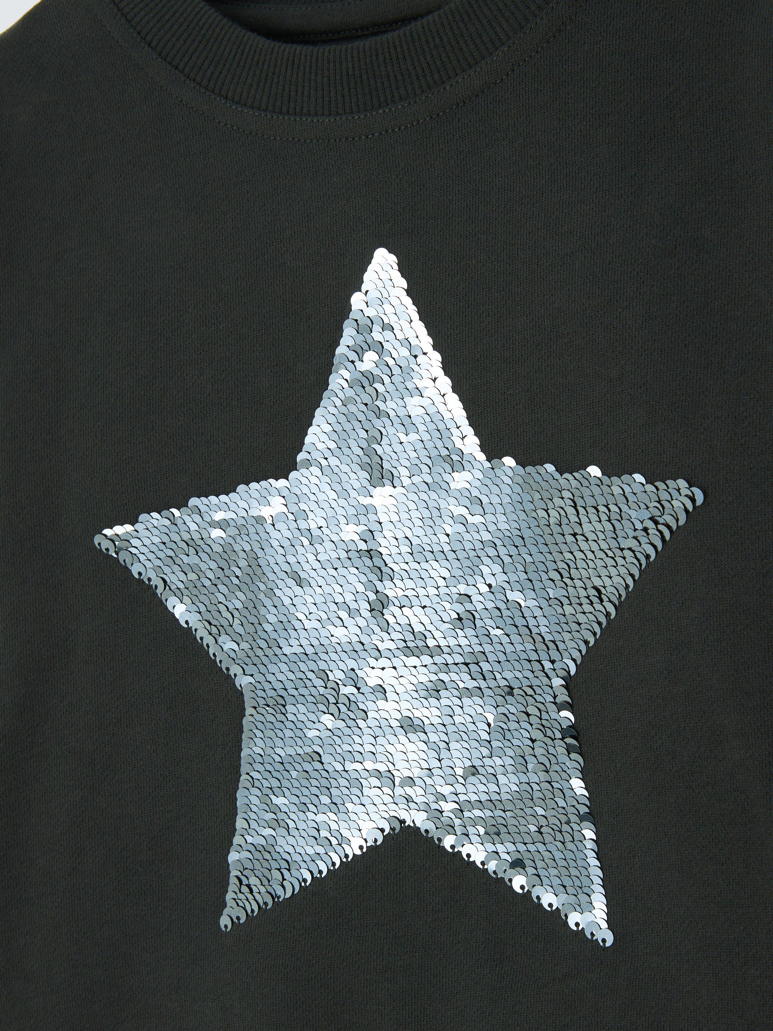 Product image 6 of 7, which shows John Lewis Kids' Sequin Star Sweatshirt, Black, 6 years