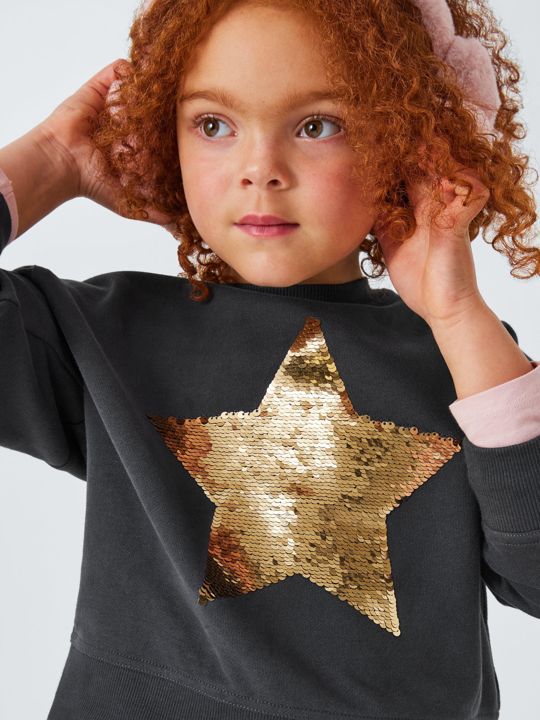 Product image 5 of 7, which shows John Lewis Kids' Sequin Star Sweatshirt, Black, 6 years