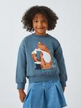 John Lewis Kids' Sequin Fox Jumper, Blue