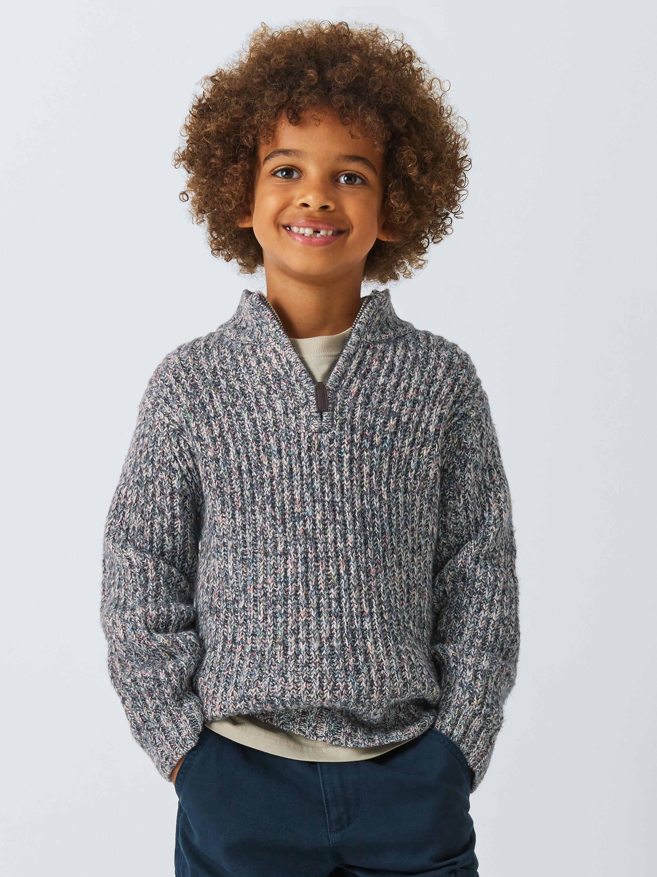 Product image 1 of 7, which shows John Lewis Kids' Twist Knit 1/2 Zip Jumper, Multi, 6 years