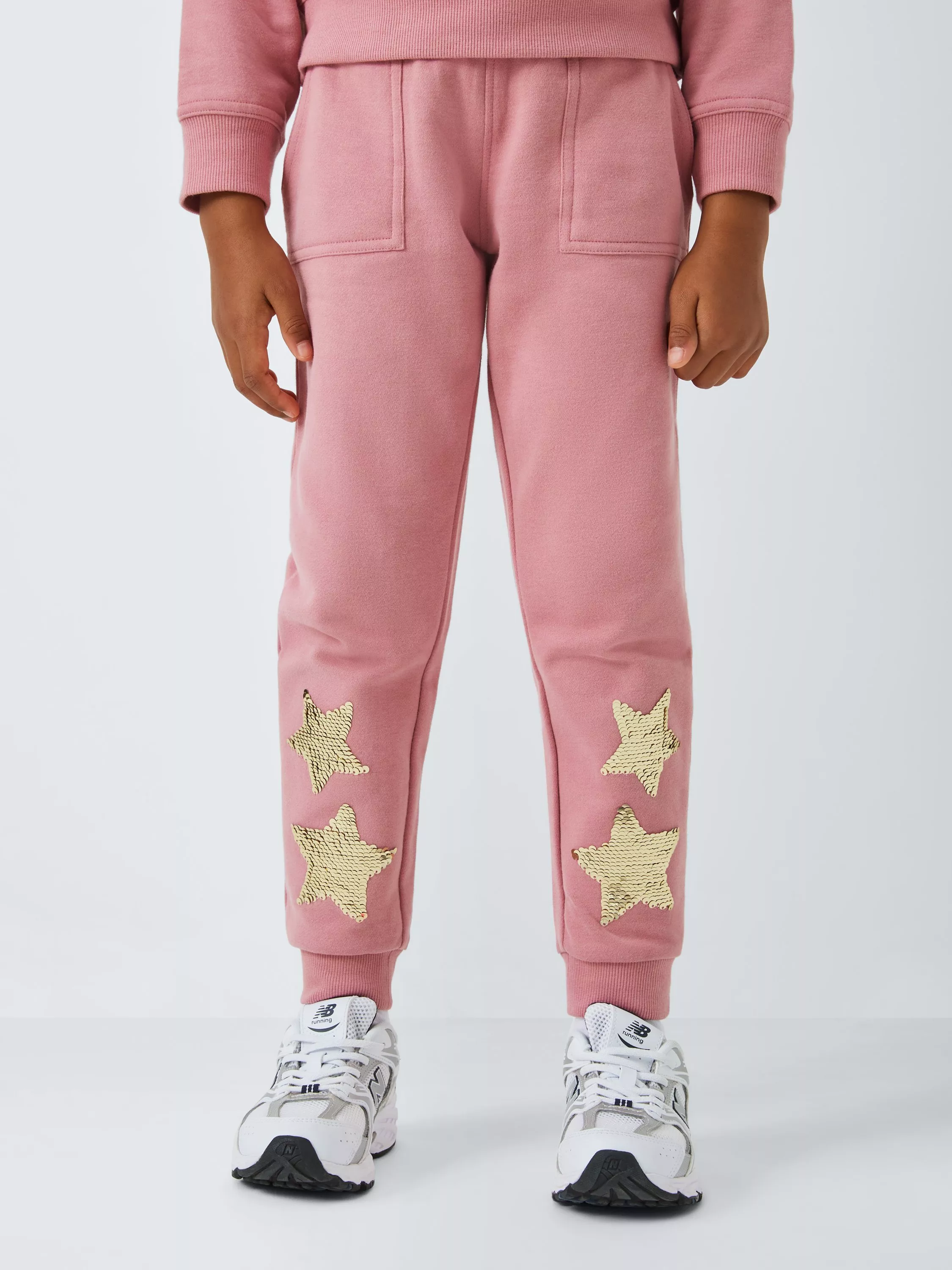 John Lewis Kids Sequin Stars Joggers Pink