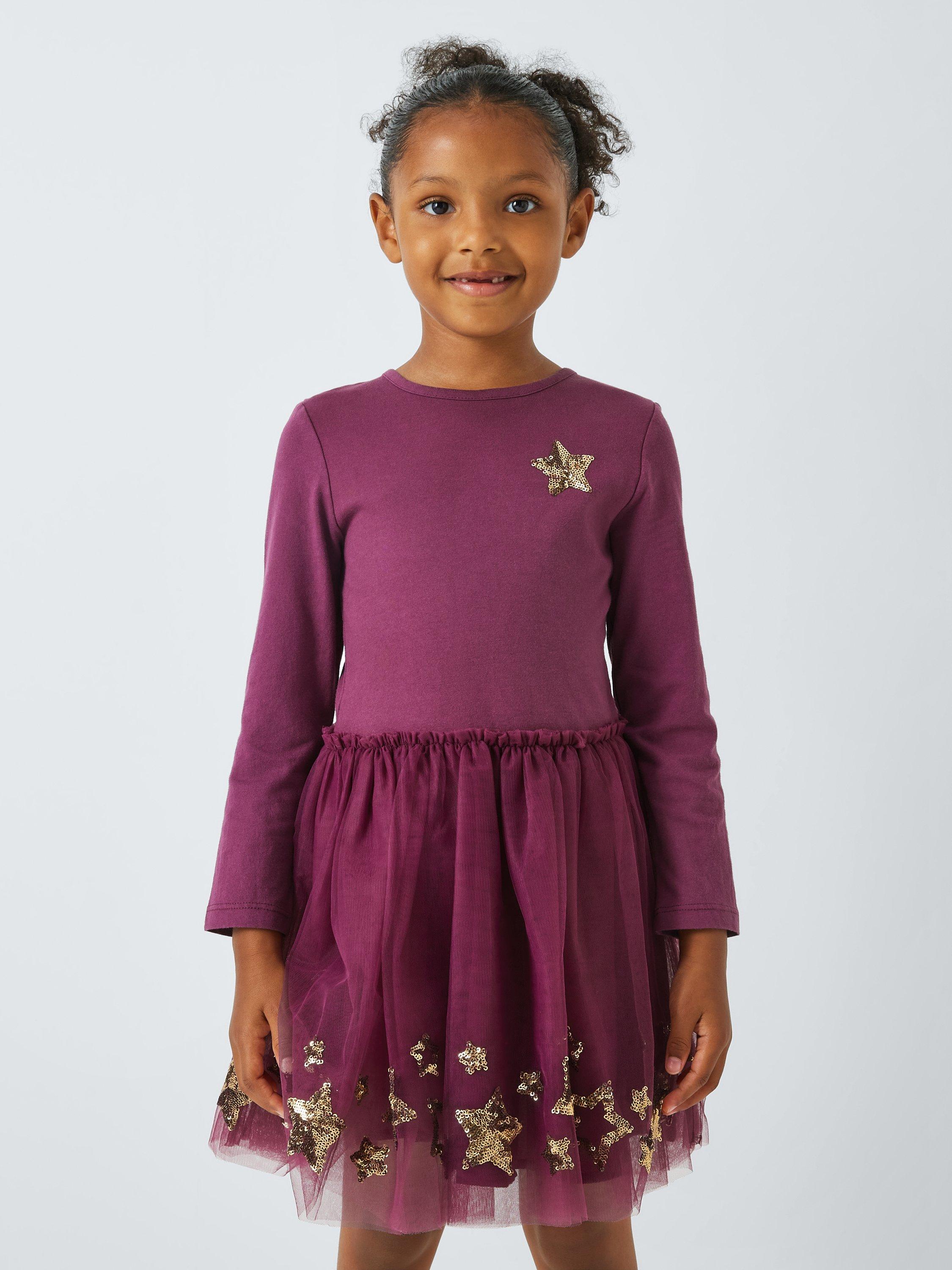 John Lewis Kids Star Tulle Dress Berry