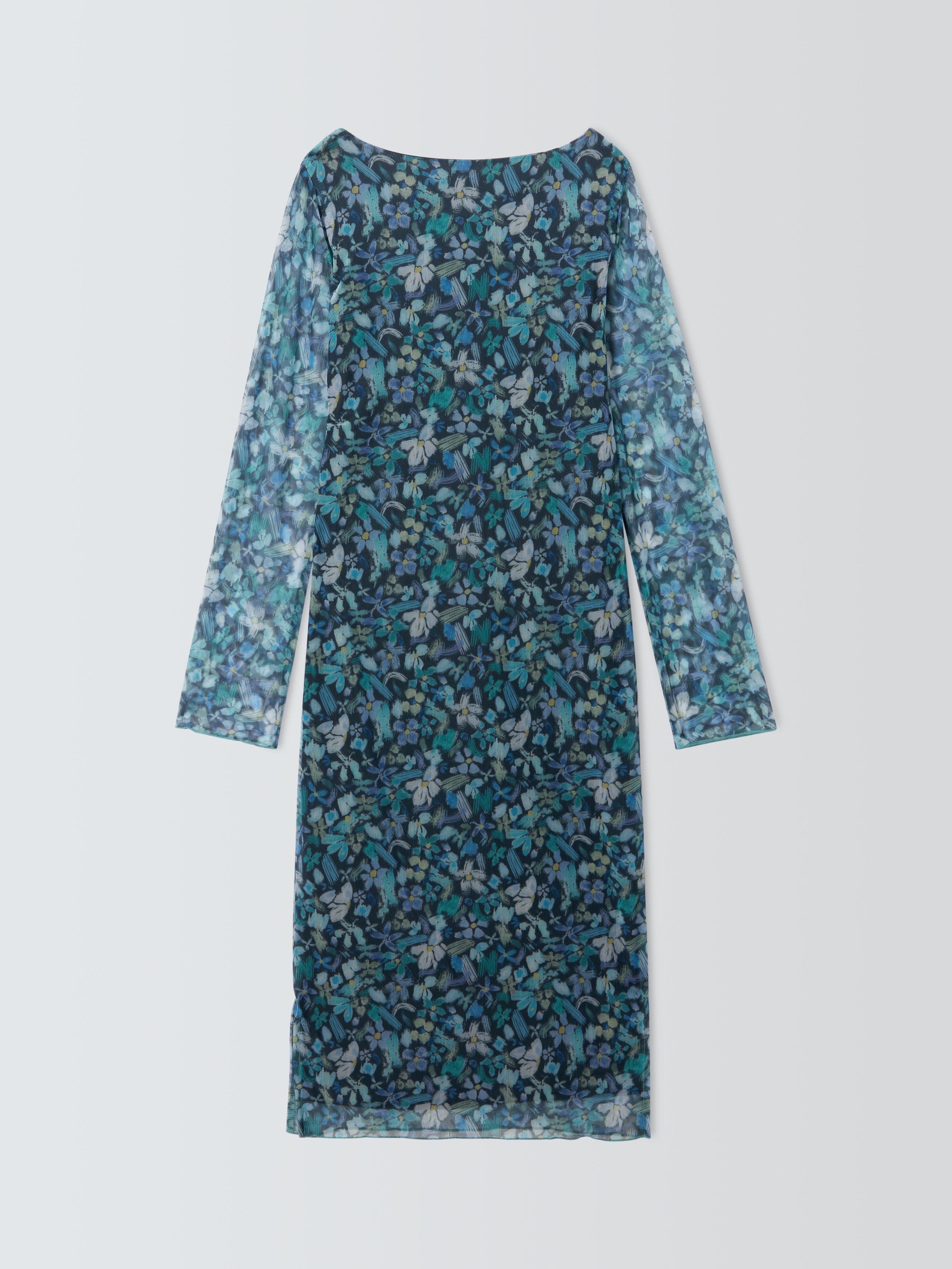 Product image 7 of 7, which shows John Lewis Kids' Floral Mesh Dress, Blue/Multi, 10 years