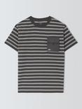 John Lewis Kids' Cotton Stripe Short Sleeve T-Shirt, Grey