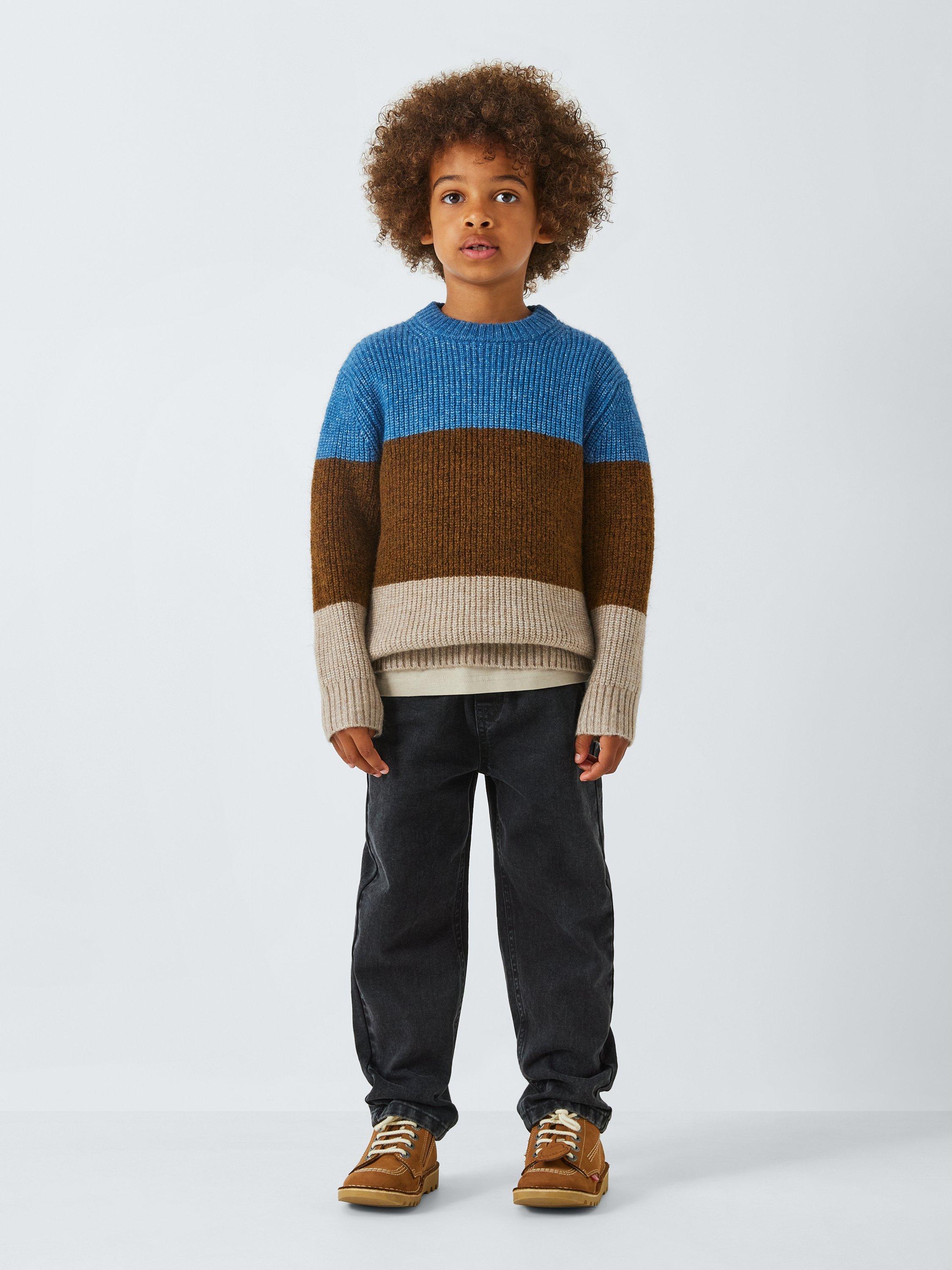 Product image 2 of 7, which shows John Lewis Kids' Tricolour Stripe Jumper, Multi, 6 years
