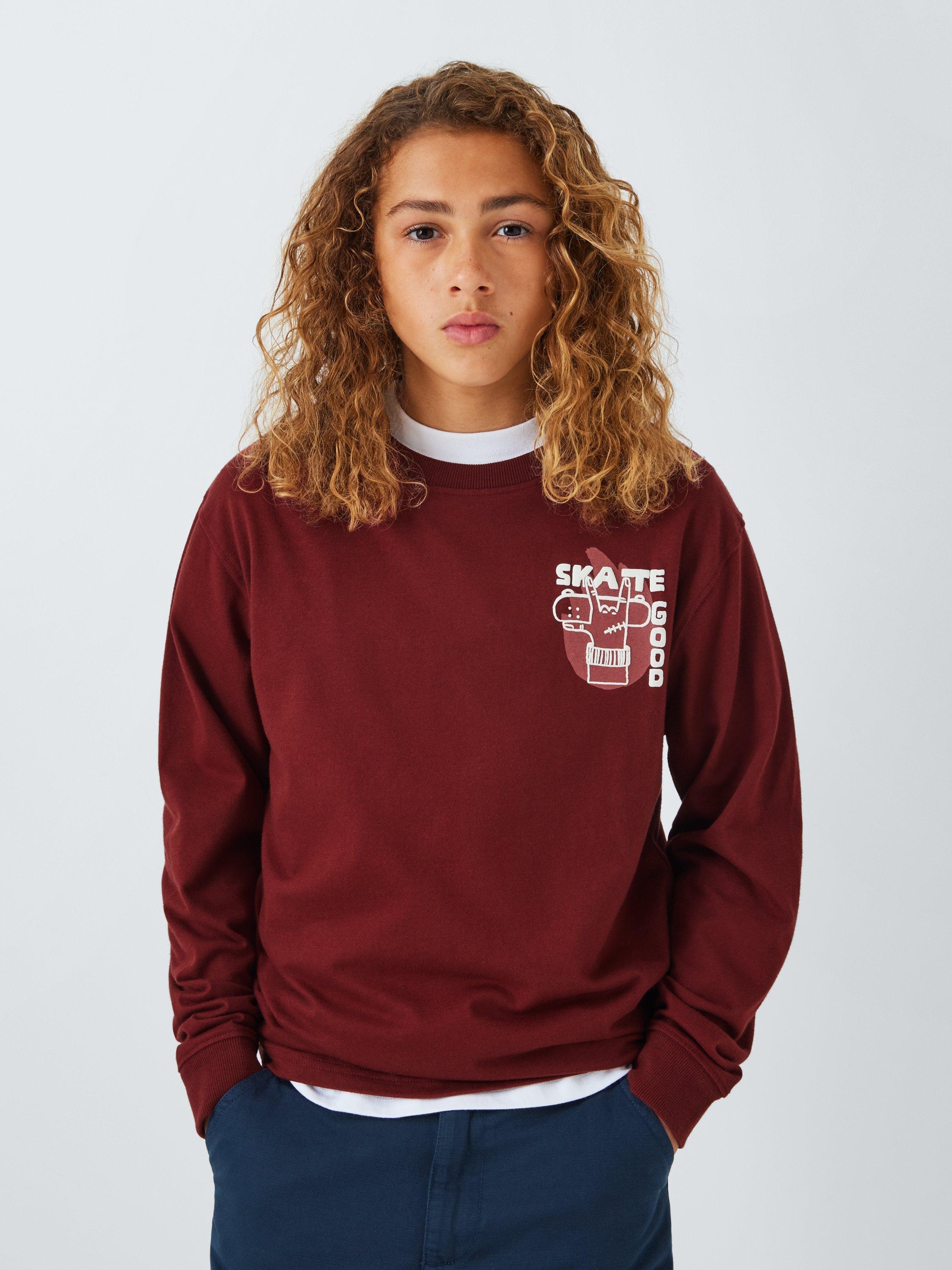John Lewis Kids' Skate Good Graphic Top, Red