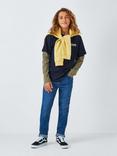 John Lewis Kids' Slogan Mock Sleeve Top, Navy/Olive
