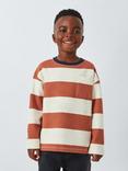 John Lewis Kids' Stripe Twill Top, Orange/Ecru