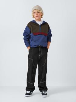 John Lewis Kids' Contrast Stitch Relaxed Fit Jeans, Black - view 2, Black