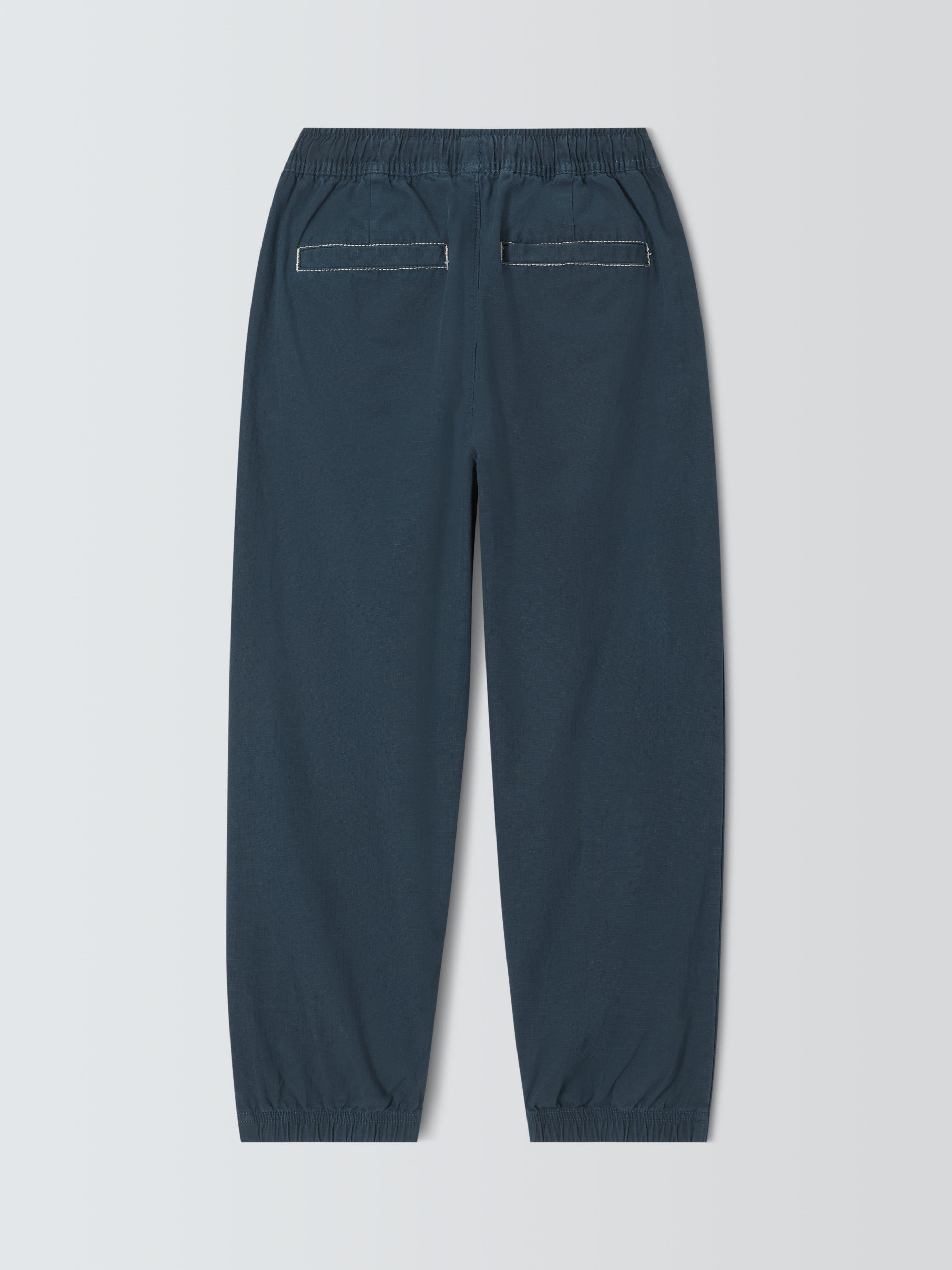 John Lewis Kids Contrast Stitch Ripstop Joggers Navy