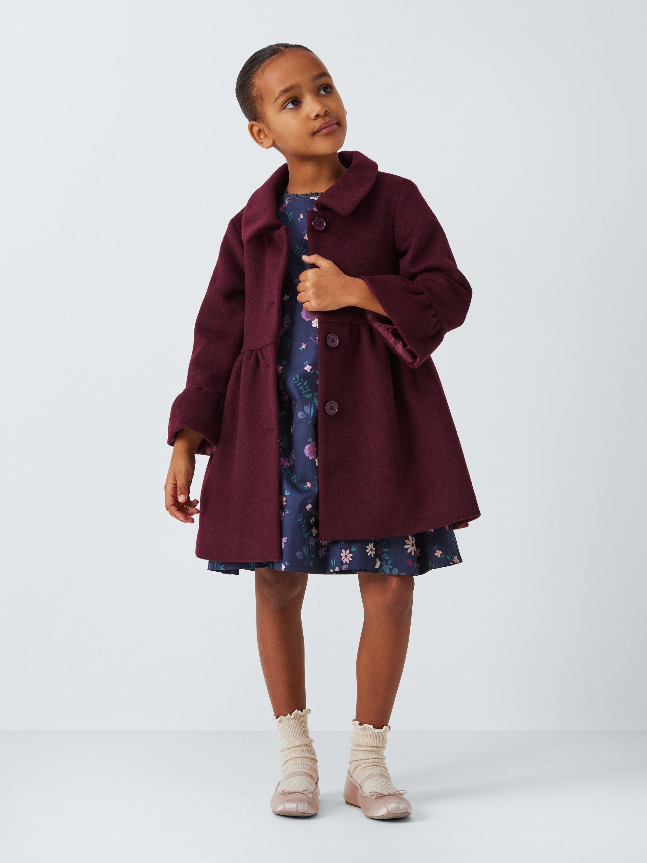 Product image 2 of 7, which shows John Lewis Heirloom Collection Kids' Fig Wool Blend Coat, Fig, 12 years