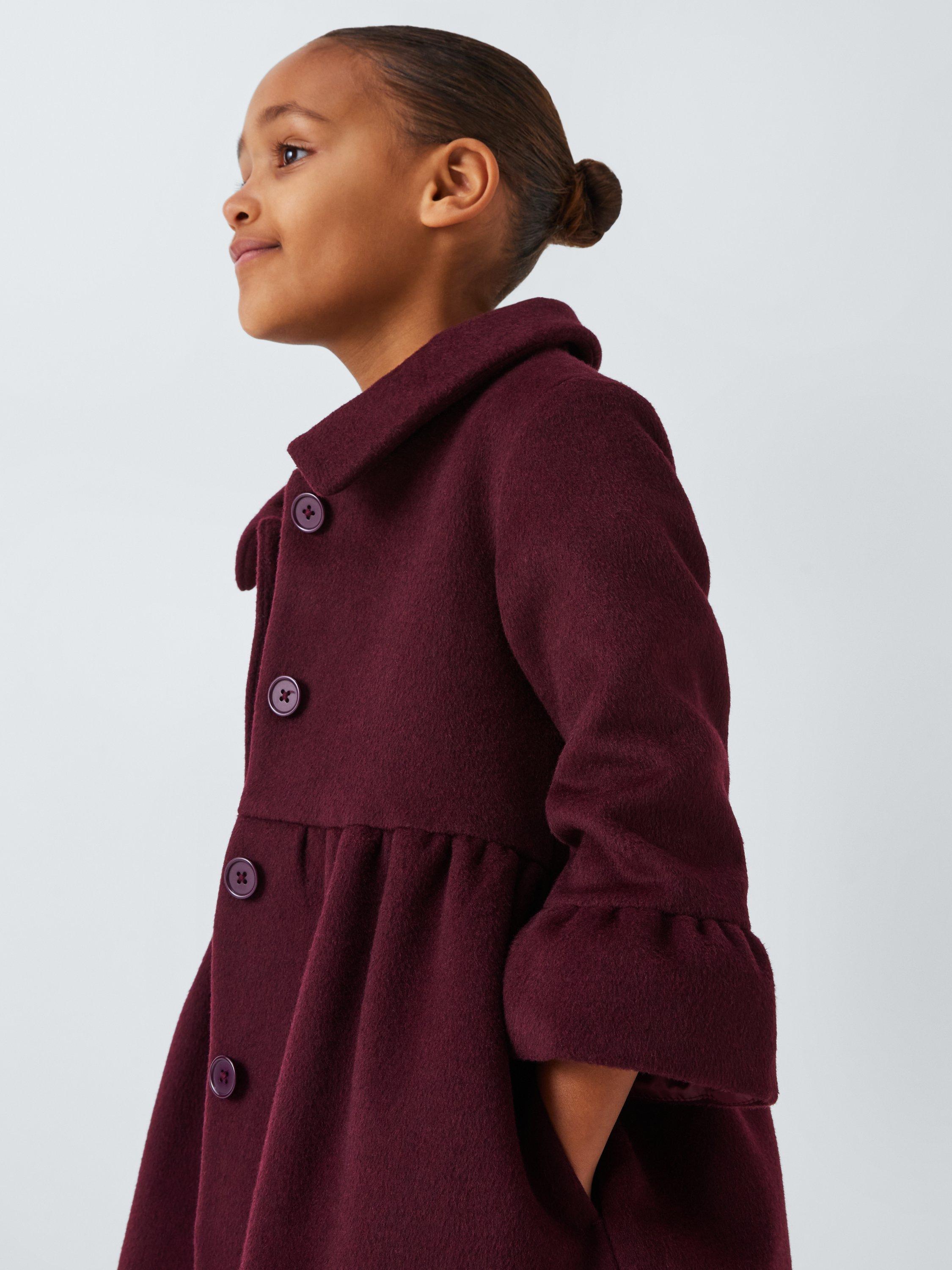 Product image 5 of 7, which shows John Lewis Heirloom Collection Kids' Fig Wool Blend Coat, Fig, 12 years