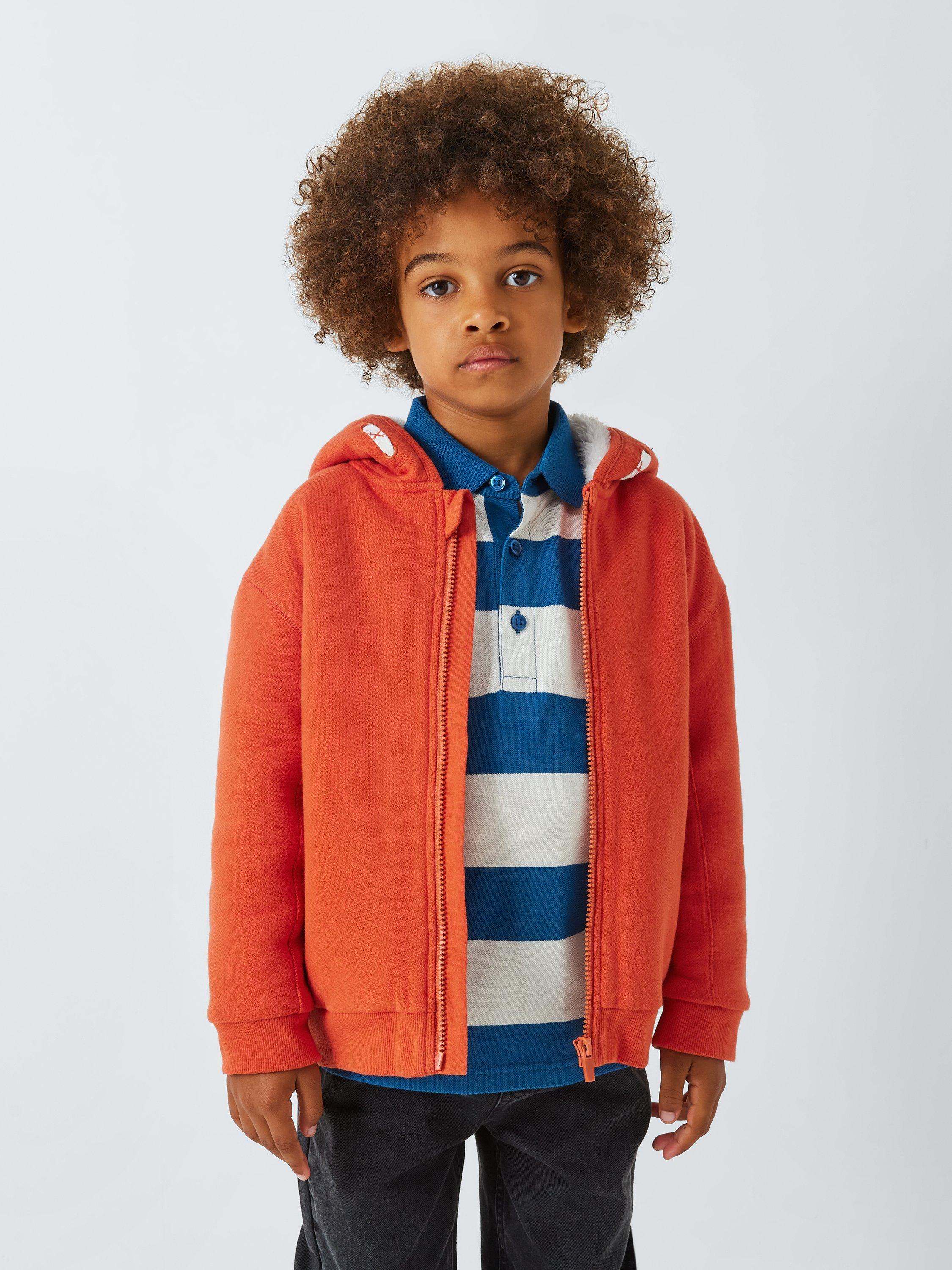 John Lewis Kids Borg Lined Zip Up Hoodie Orange