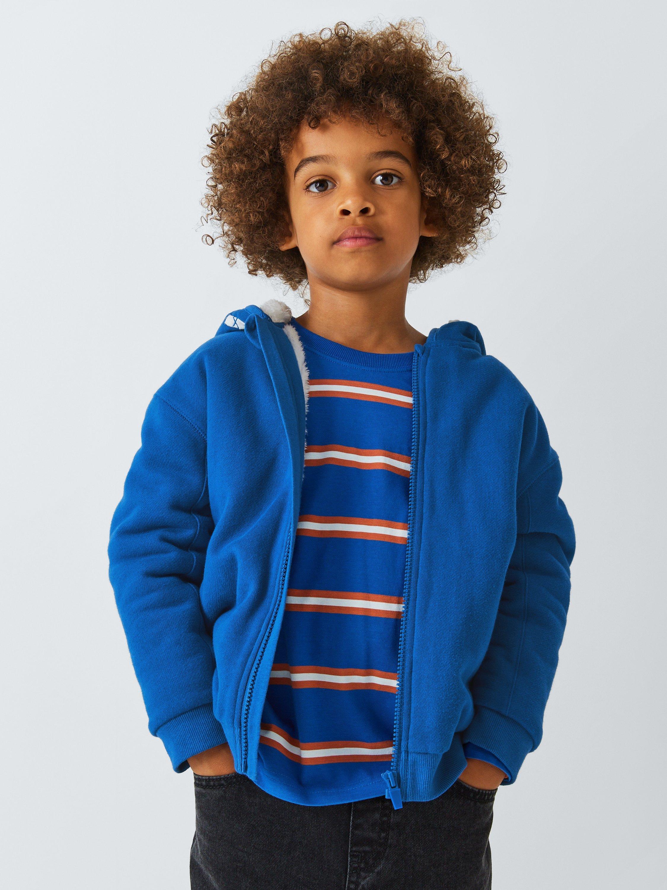 John Lewis Kids Borg Lined Zip Up Hoodie Orange Blue