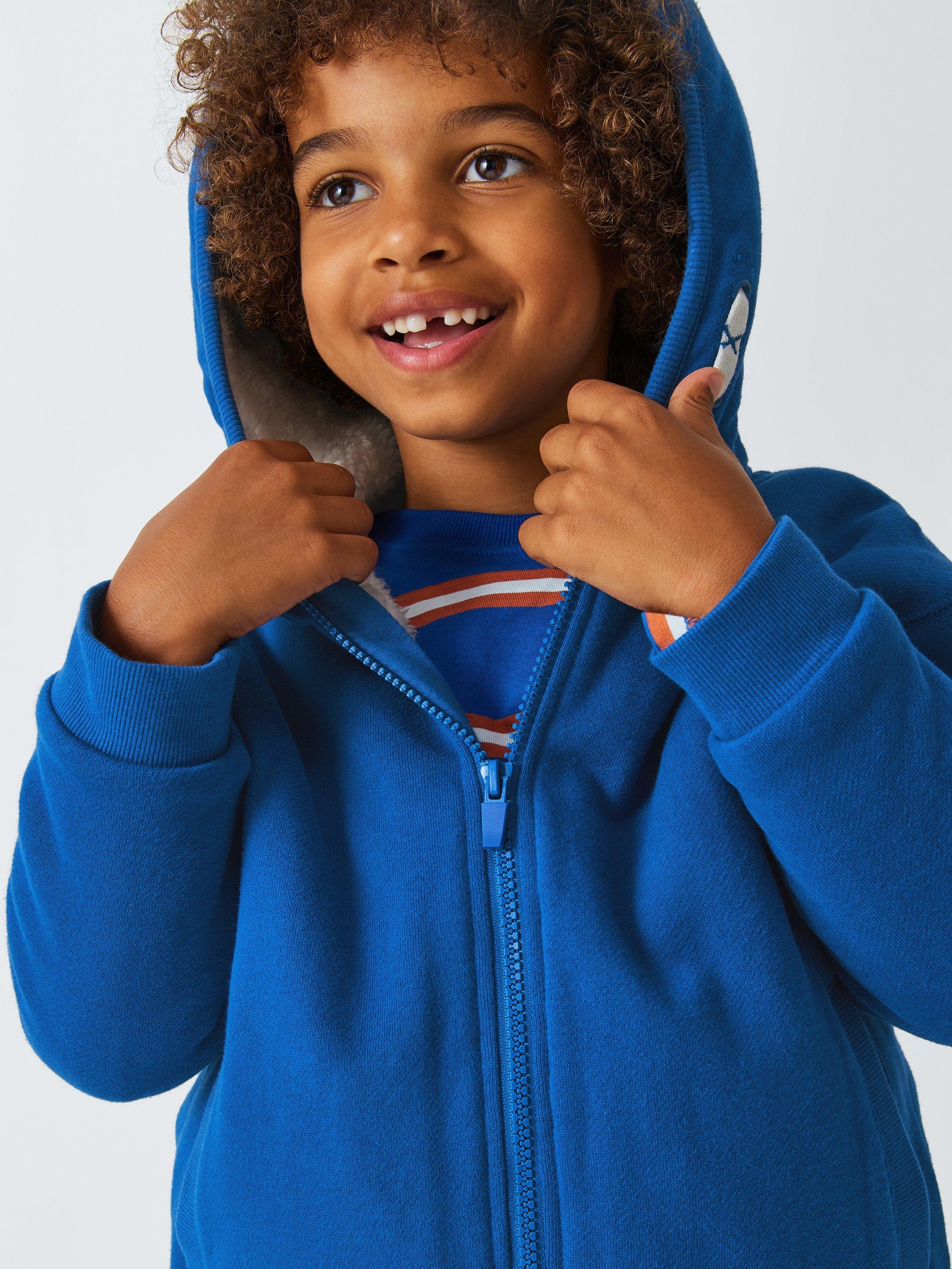 John Lewis Kids Borg Lined Zip Up Hoodie Orange Blue