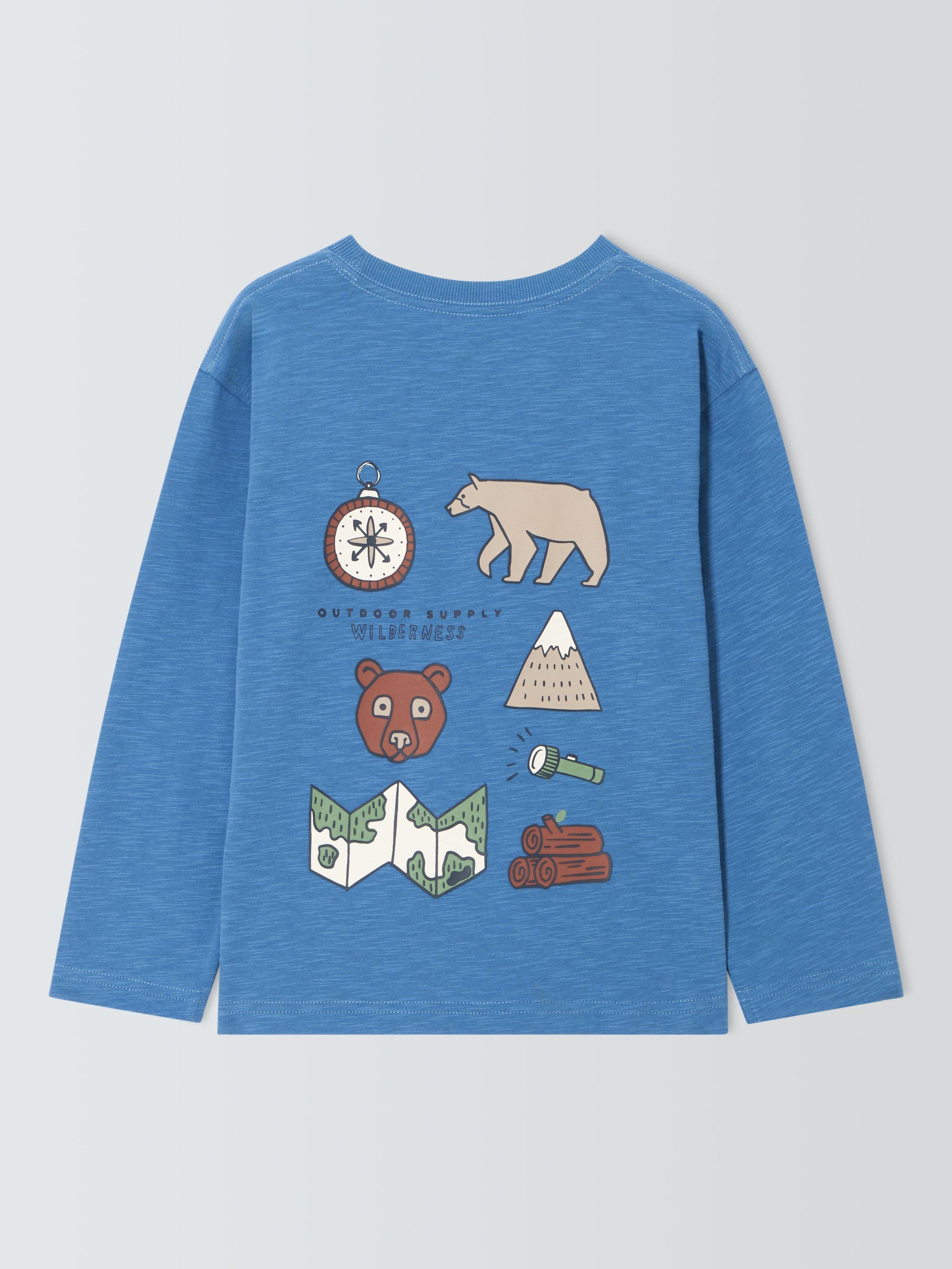 Product image 5 of 8, which shows John Lewis Kids' Moutain Bear Graphic Top, Blue, 6 years