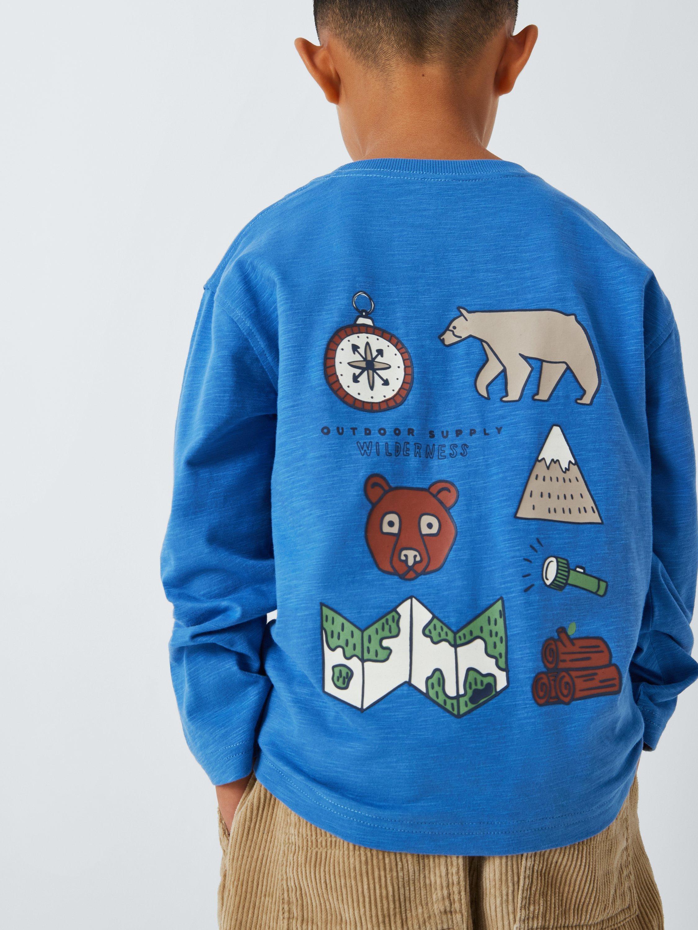 Product image 3 of 8, which shows John Lewis Kids' Moutain Bear Graphic Top, Blue, 6 years