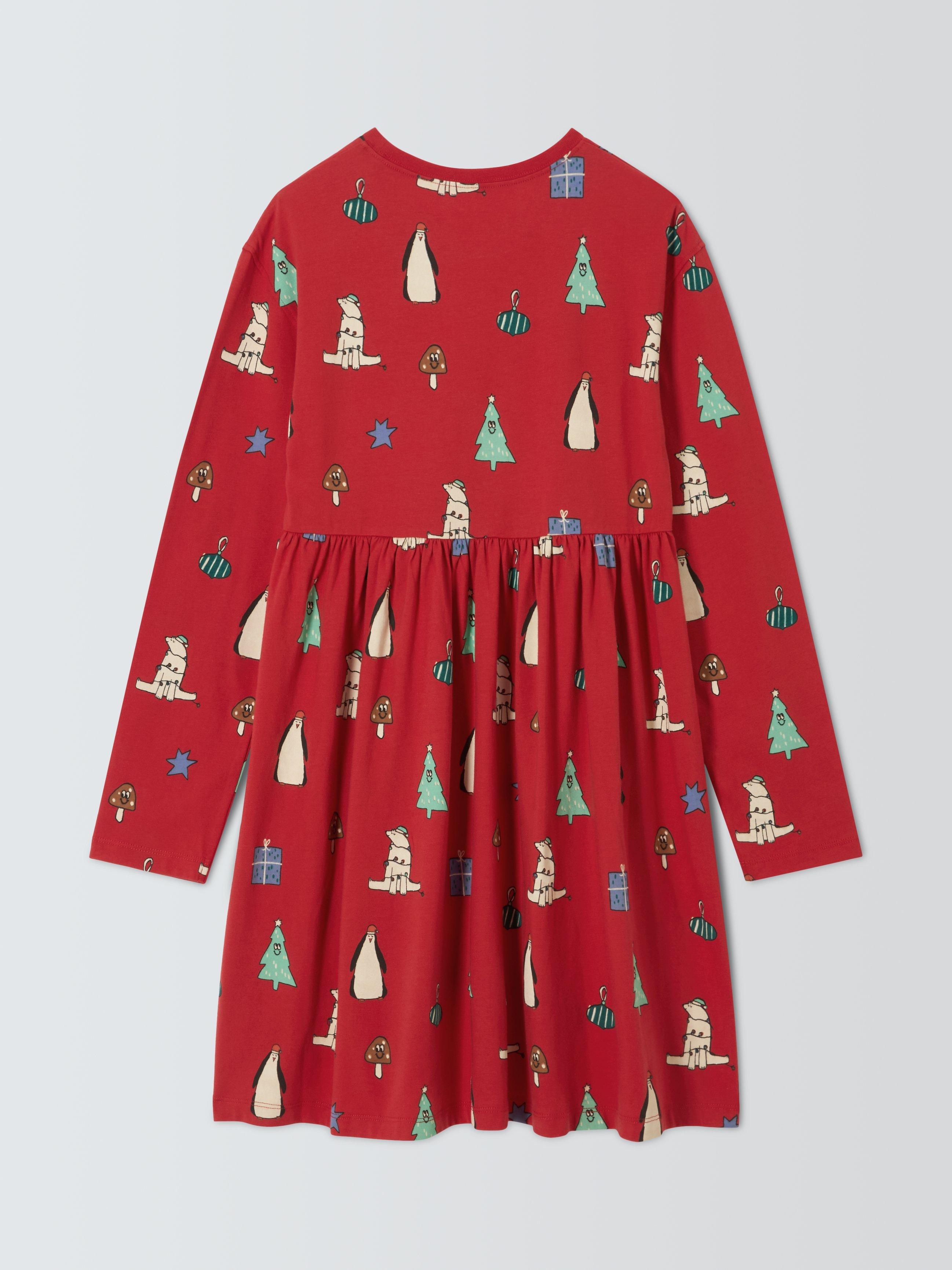 John Lewis ANYDAY Kids Christmas Graphic Dress Red