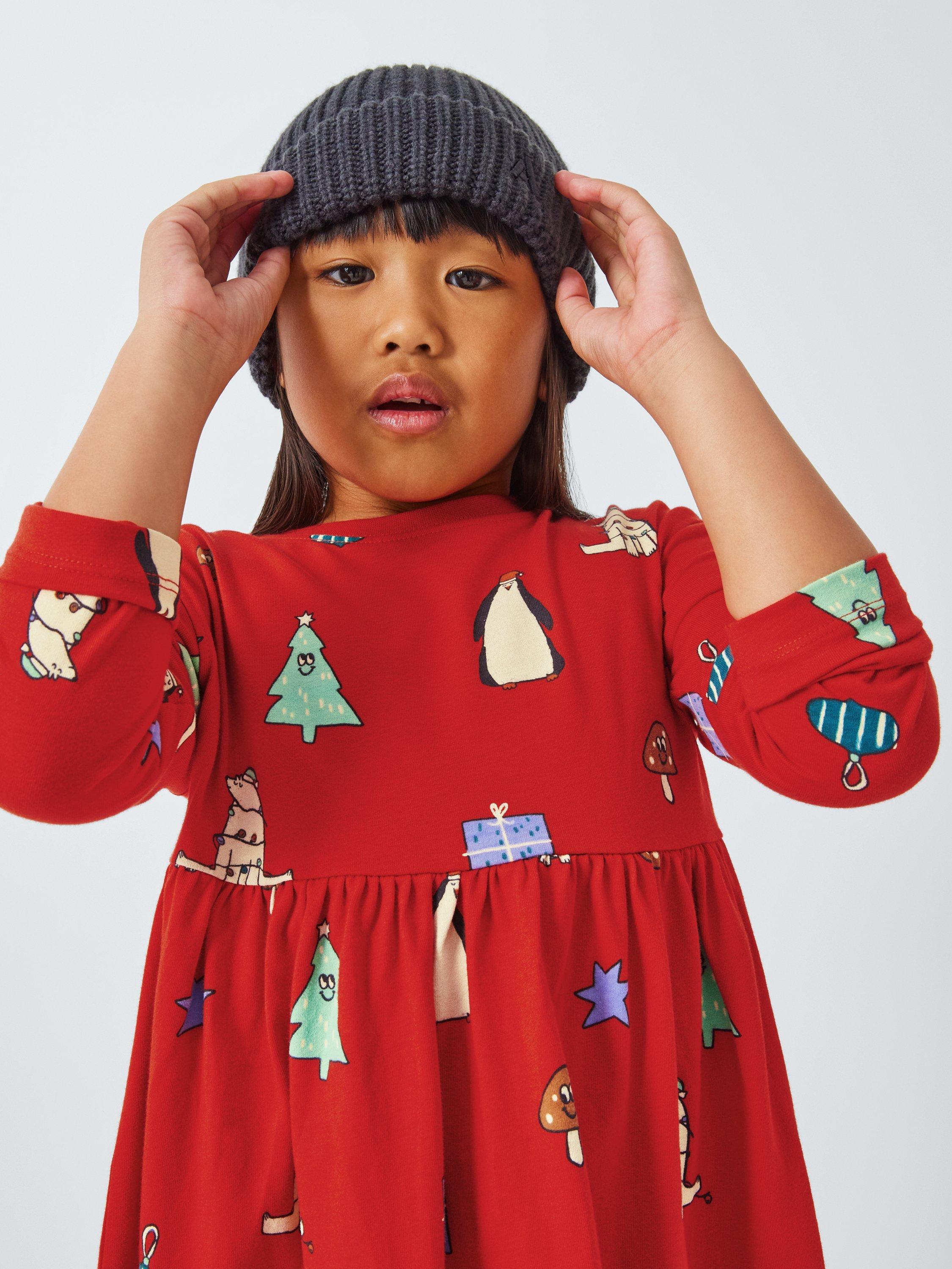 John Lewis ANYDAY Kids Christmas Graphic Dress Red