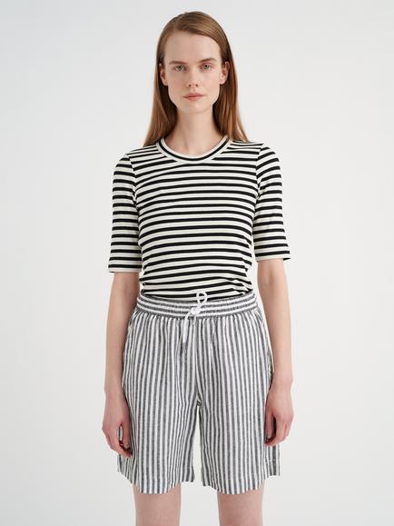 InWear Dagna Rib Jersey T-shirt, Black/Whisper White, Black/Whisper White