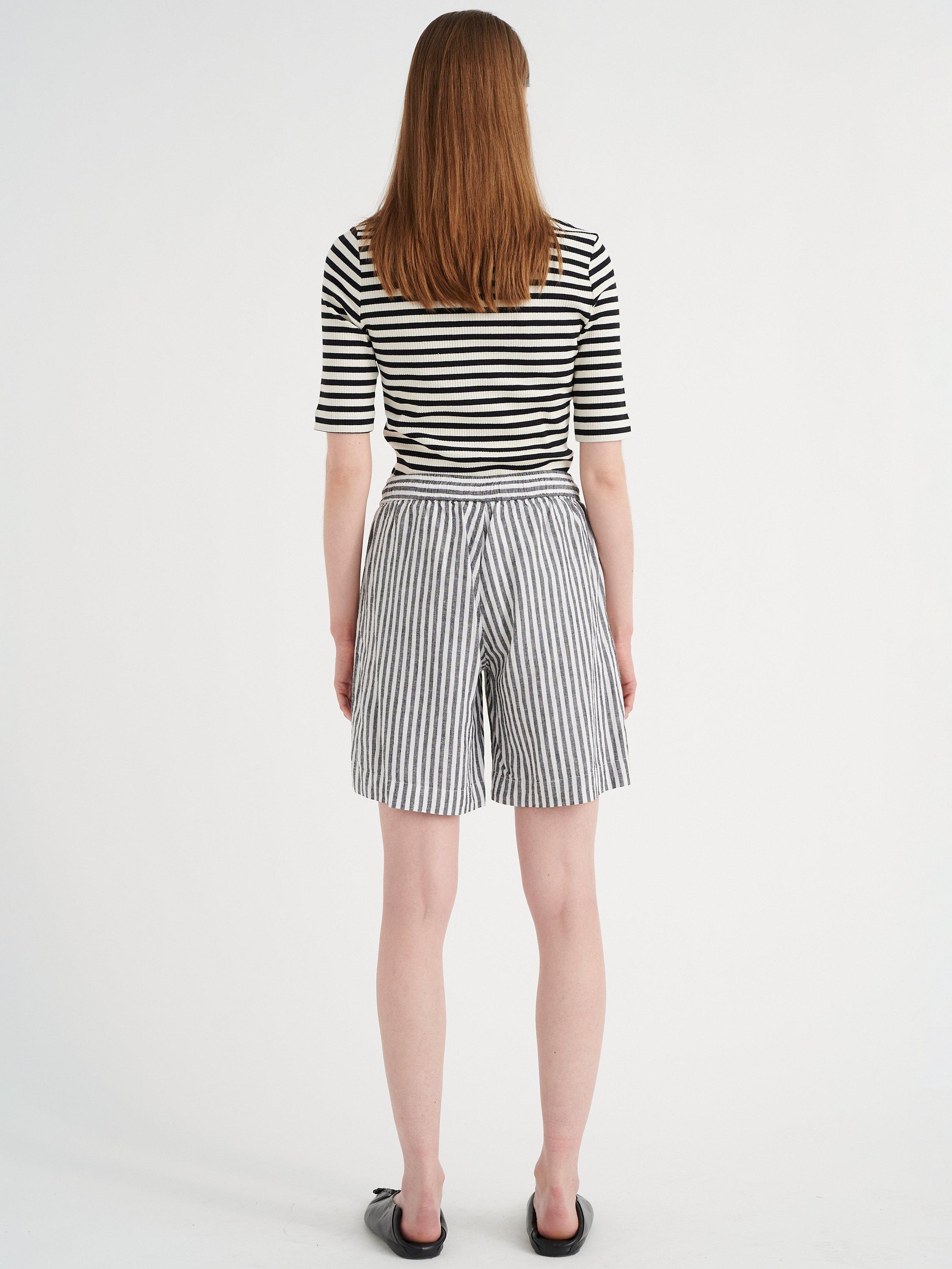 Product image 2 of 5, which shows InWear Dagna Rib Jersey T-shirt, Black/Whisper White, XS