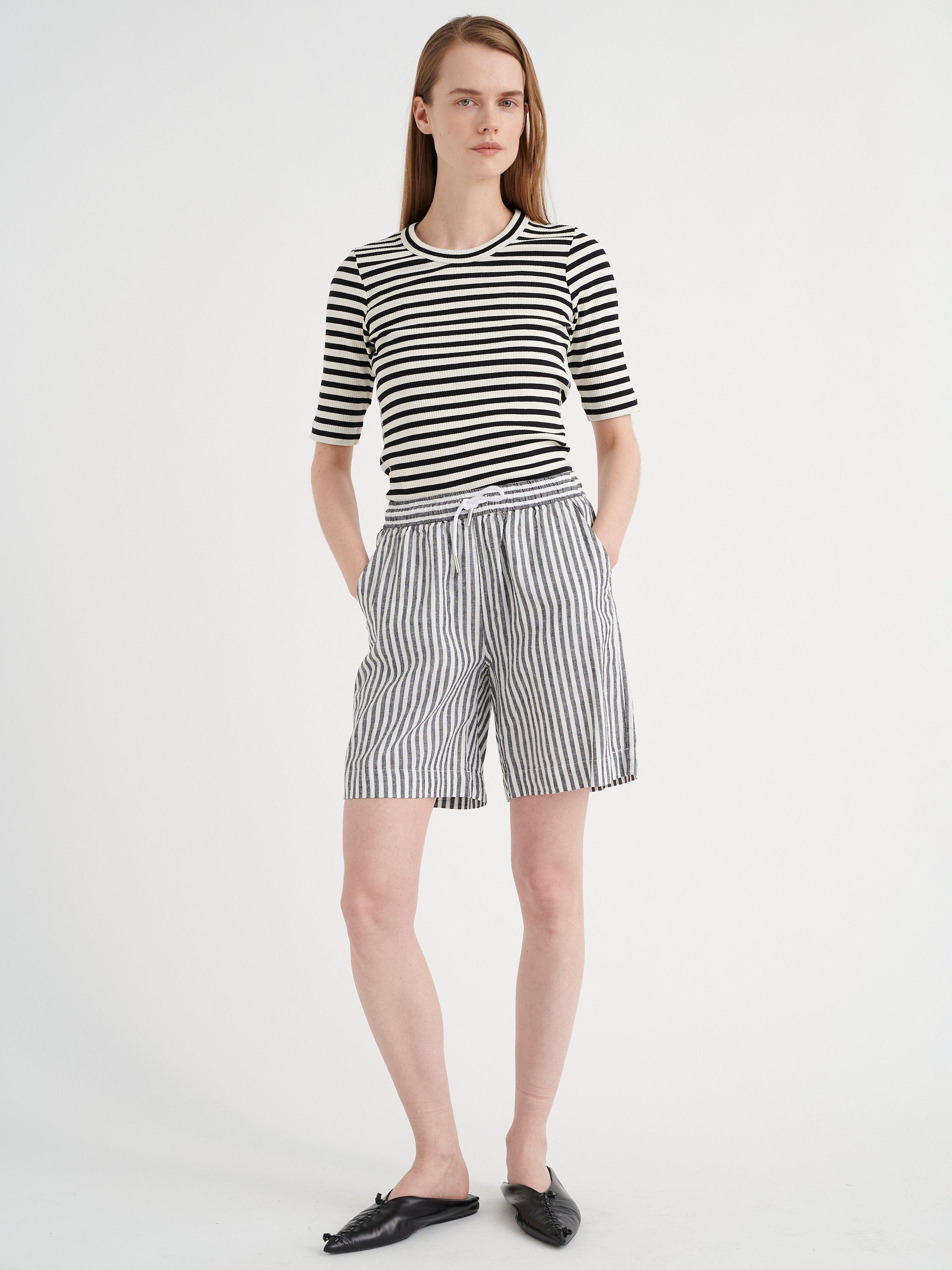 Product image 3 of 5, which shows InWear Dagna Rib Jersey T-shirt, Black/Whisper White, XS