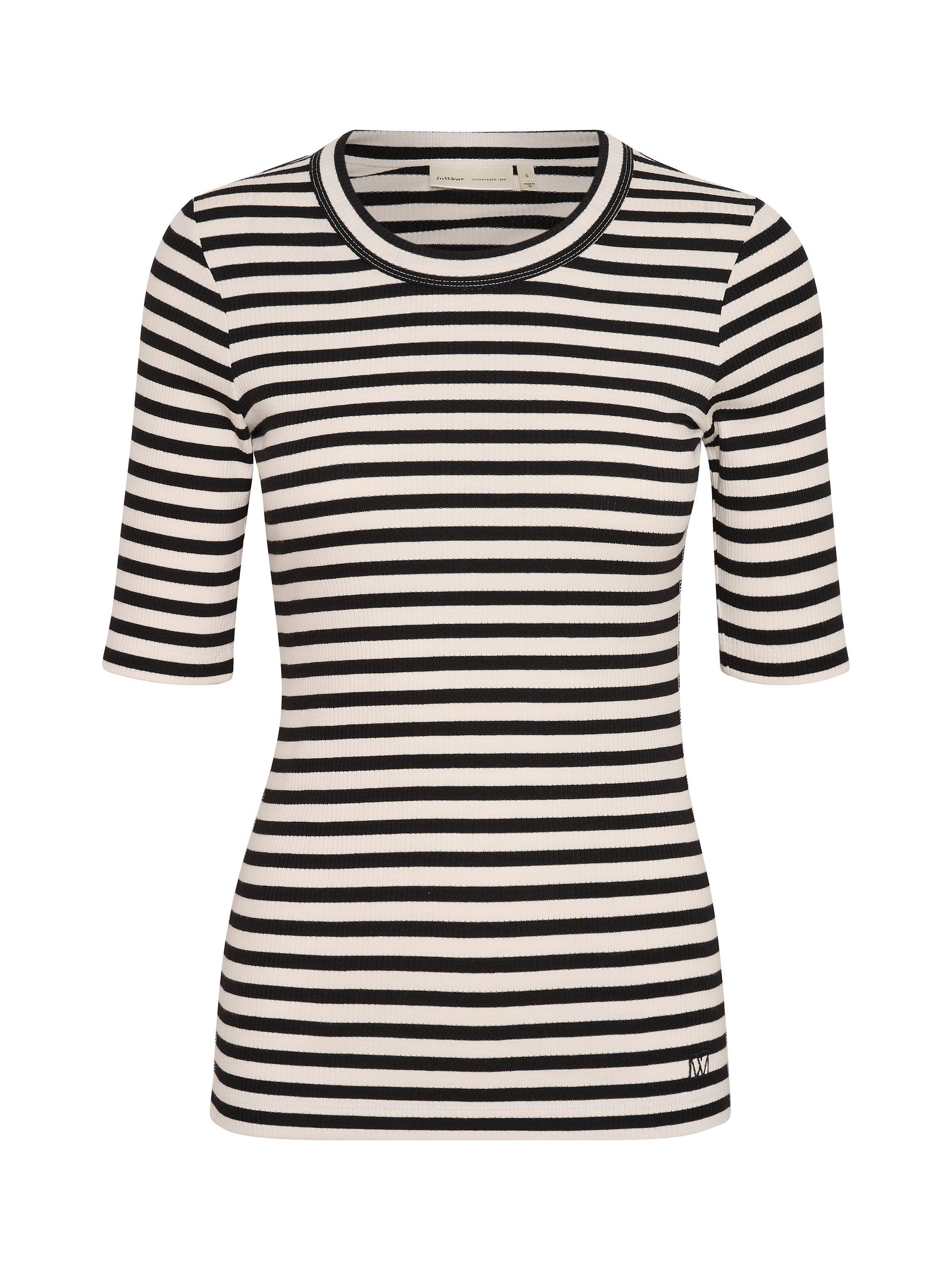 Product image 5 of 5, which shows InWear Dagna Rib Jersey T-shirt, Black/Whisper White, XS