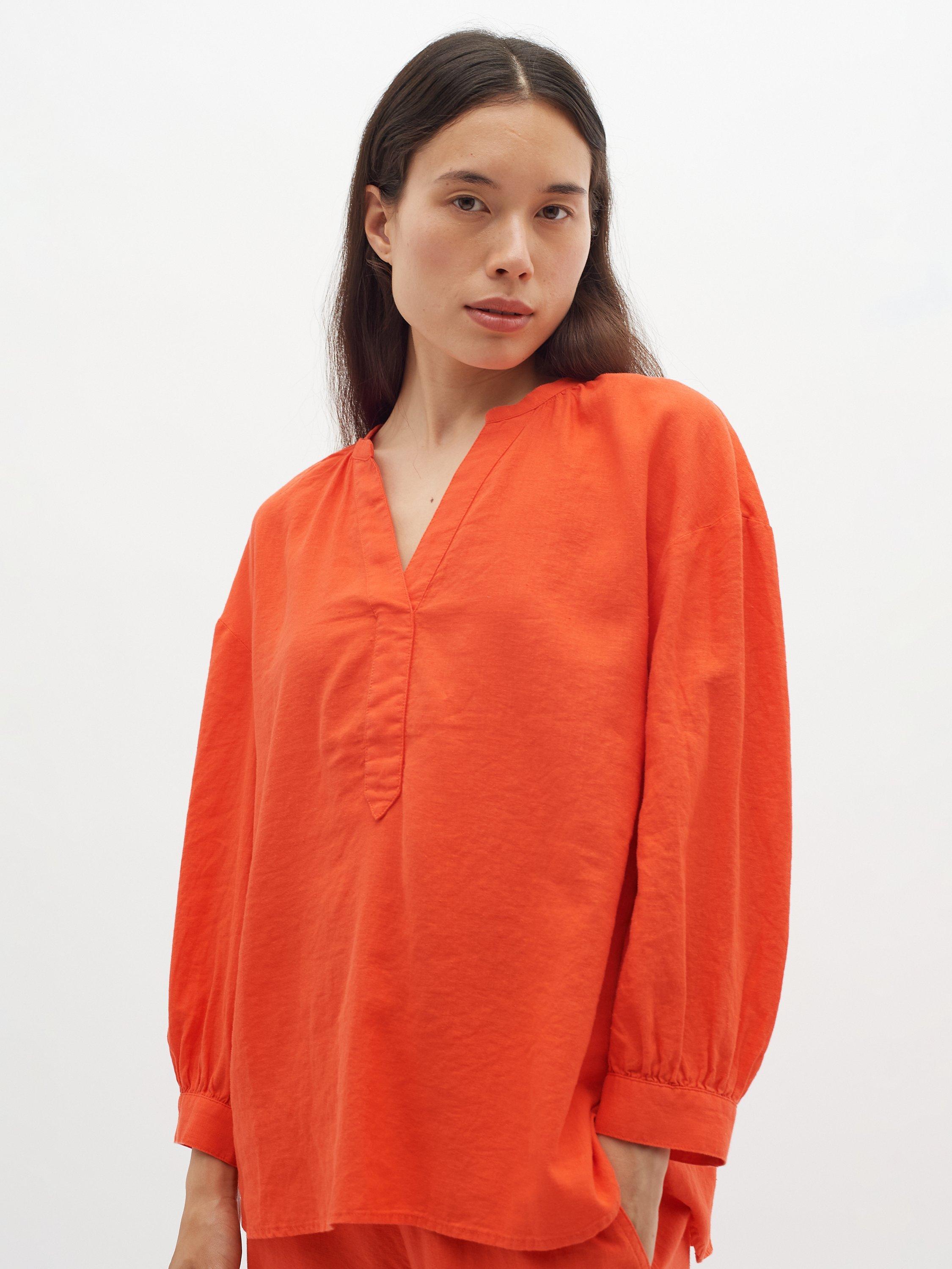 InWear Ellie V-notch Neck 3/4 Sleeve Blouse, Cherry Tomato, 8