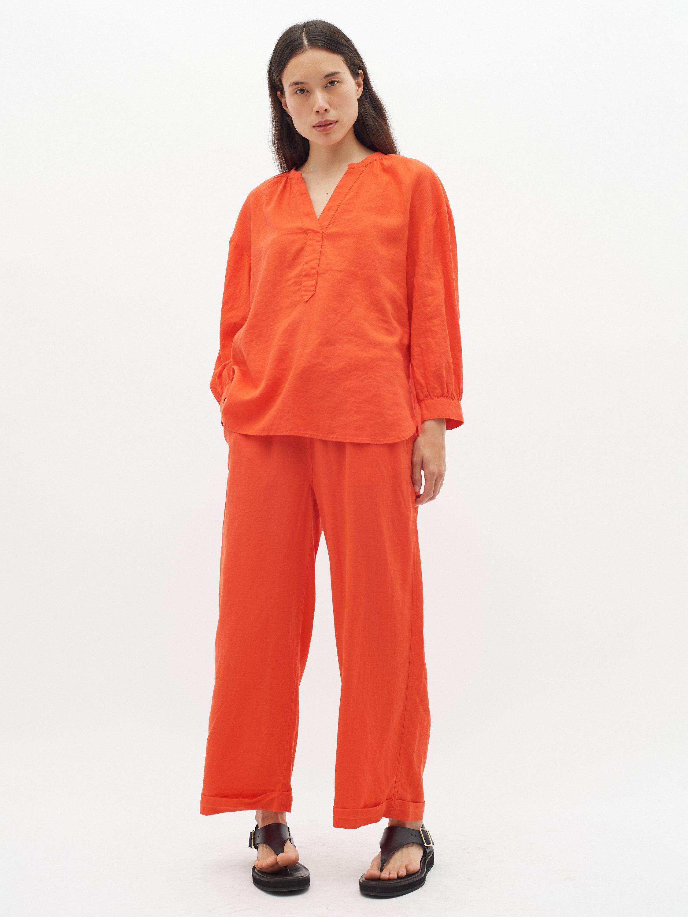 InWear Ellie V-notch Neck 3/4 Sleeve Blouse, Cherry Tomato, 8