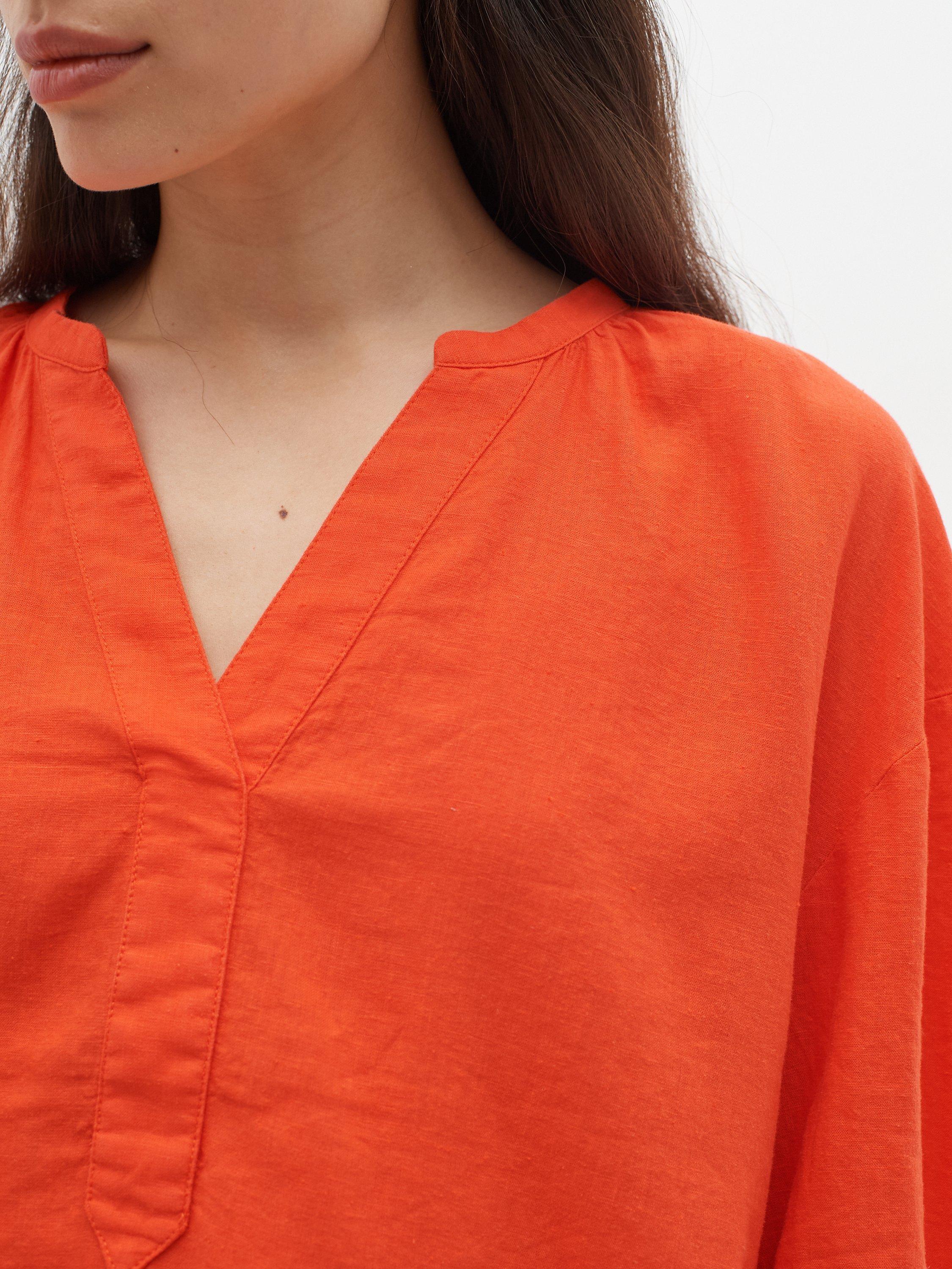 InWear Ellie V-notch Neck 3/4 Sleeve Blouse, Cherry Tomato, 8