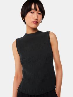 Whistles Plisse Sleeveless Top, Black