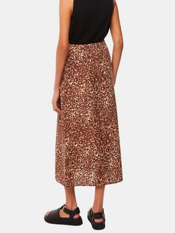 Whistles Marble Spot Print Midi Skirt, Brown/Multi - view 2, Brown/Multi
