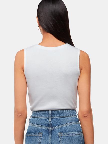Whistles High Neck Rib Detail Top - view 2, White