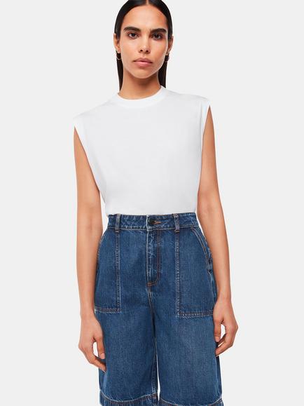 Whistles Ella Sleeveless Cotton Vest, White, White