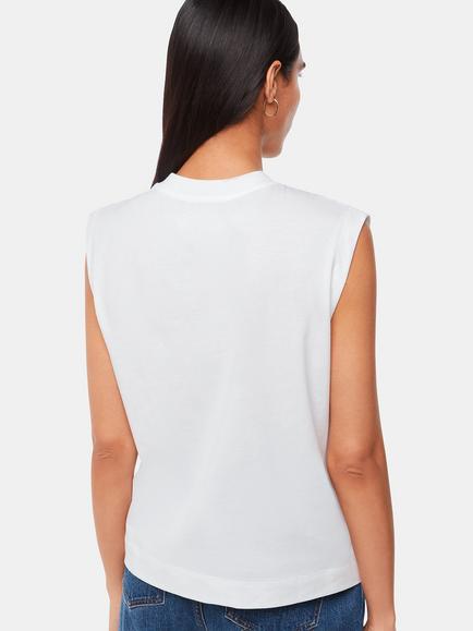 Whistles Ella Sleeveless Cotton Vest, White - view 2, White