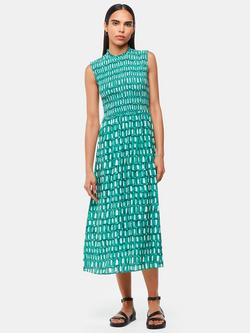 Whistles Petite Smudge Heidi Midi Dress, Green/Multi, Green/Multi