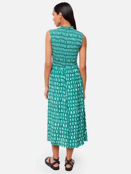 Whistles Petite Smudge Heidi Midi Dress, Green/Multi - view 2, Green/Multi