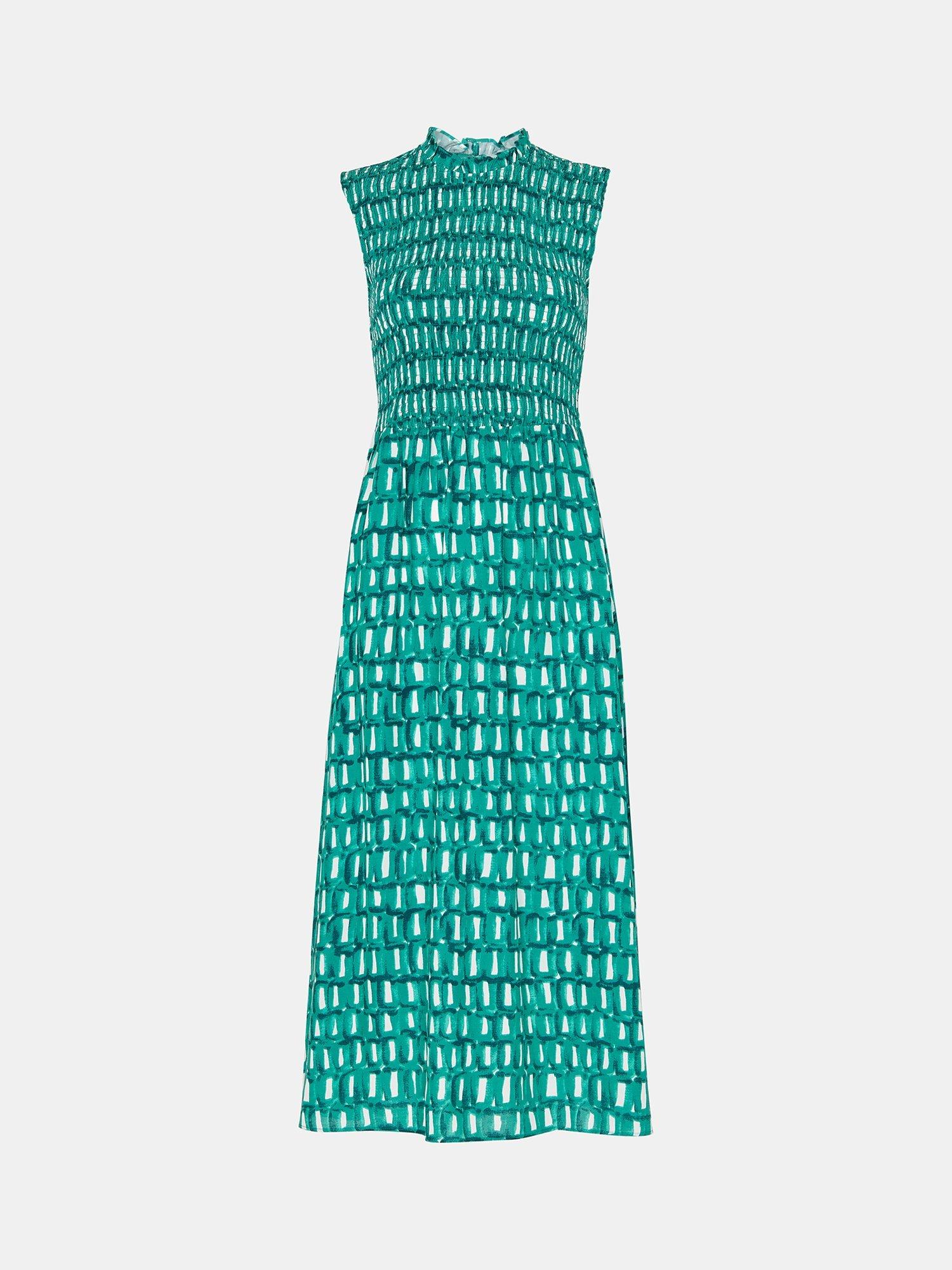 Product image 5 of 5, which shows Whistles Petite Smudge Heidi Midi Dress, Green/Multi, 10