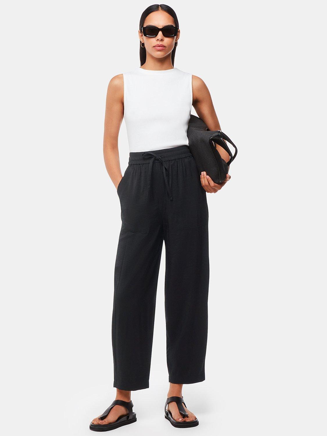 Product image 1 of 6, which shows Whistles Tie Waist Trousers, Black, 6