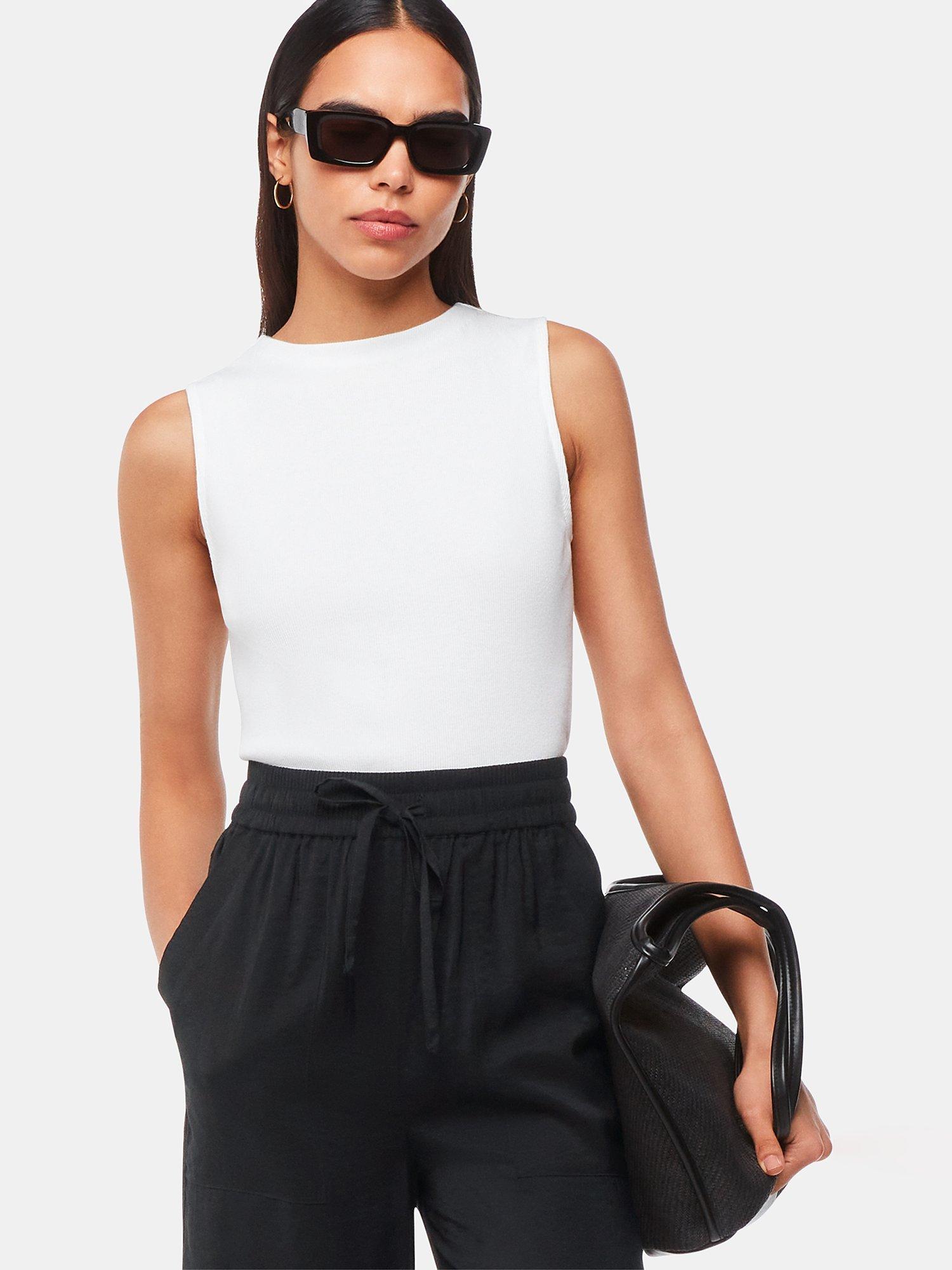 Product image 3 of 6, which shows Whistles Tie Waist Trousers, Black, 6