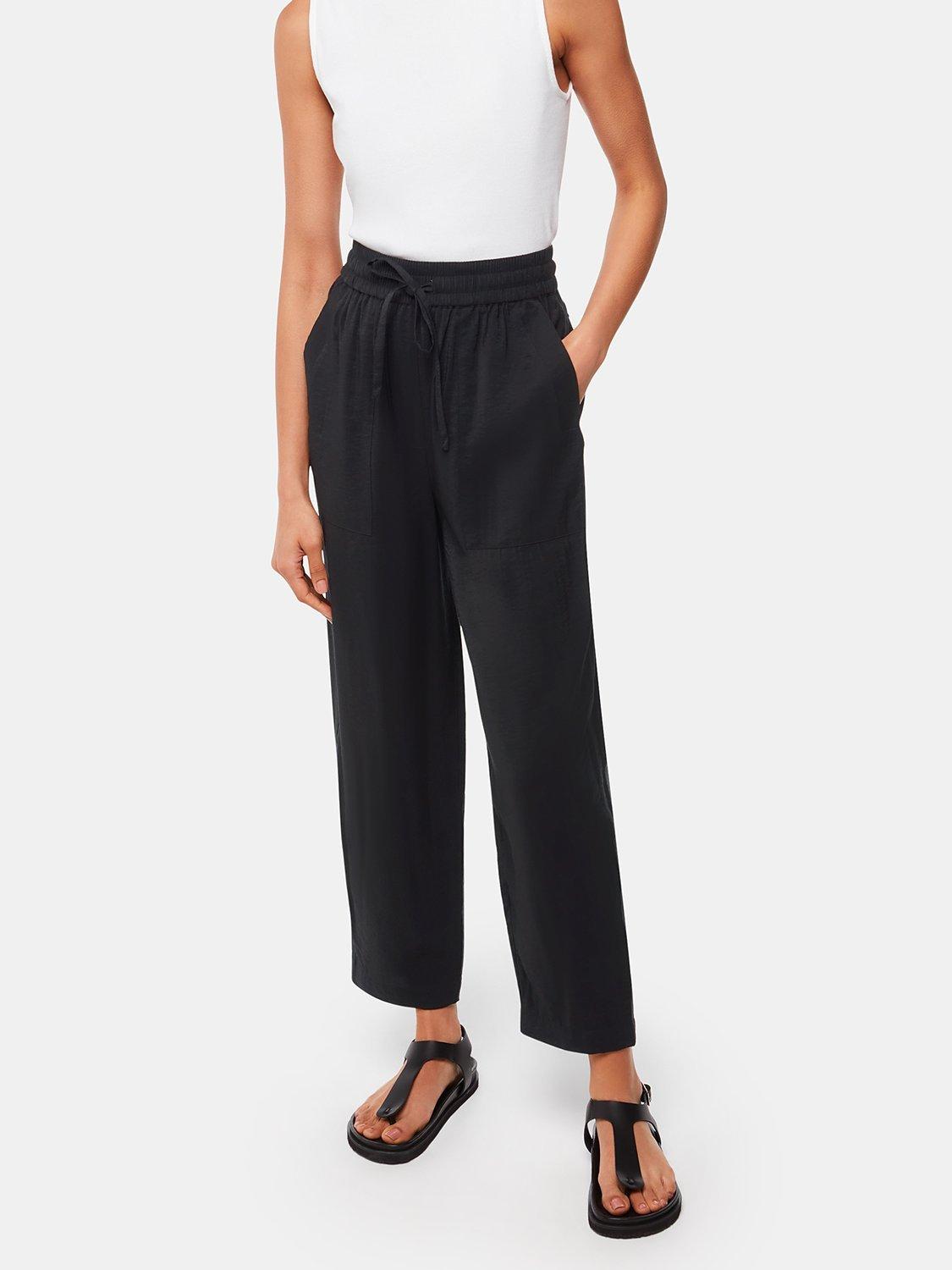 Product image 4 of 6, which shows Whistles Tie Waist Trousers, Black, 6